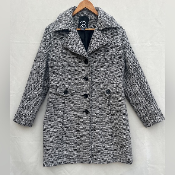 23rd St Jackets & Blazers - 23rd St Wool Blend Peacoat |Classic Black & White Tweed | Timeless‎ Preppy Style